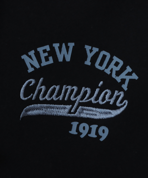 여성 NEW YORK 루즈핏 후드 티셔츠 Black