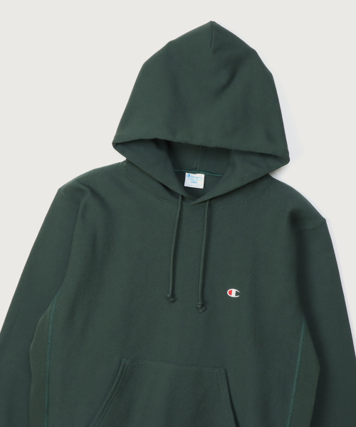 리버스위브 블루택 C로고 오버핏 기모 후드 티셔츠 Dark Green