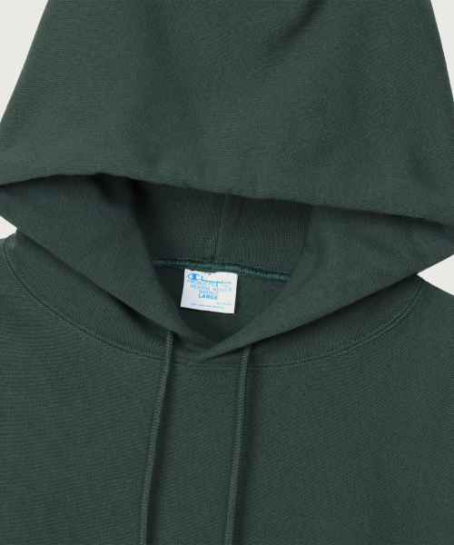 리버스위브 블루택 C로고 오버핏 기모 후드 티셔츠 Dark Green