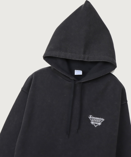 조그택 어센틱 로고 오버핏 후드 티셔츠 Black