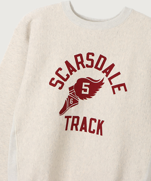 [True To Archives] 2ND SCARSDALE 기모 스웨트셔츠 S.Grey x Maroon