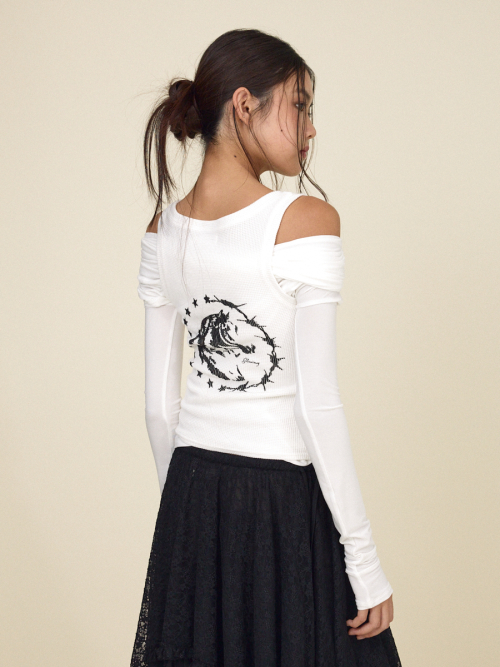 ROCKY WAFFLE SLEEVELESS TOP (WHITE)