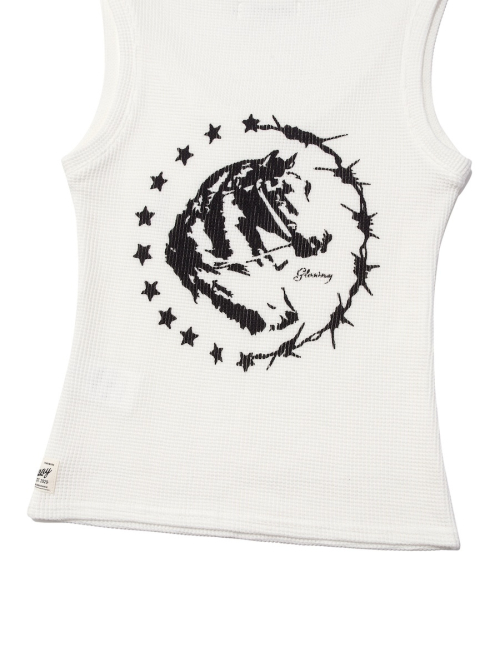 ROCKY WAFFLE SLEEVELESS TOP (WHITE)