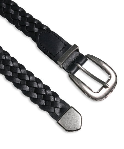 Cowhide Western Weaving Belt BLACK