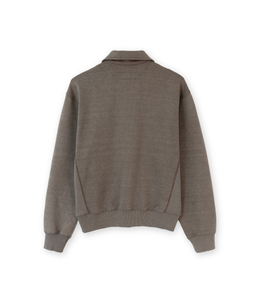 W Washed Sweat Half Zip Up, Mocha