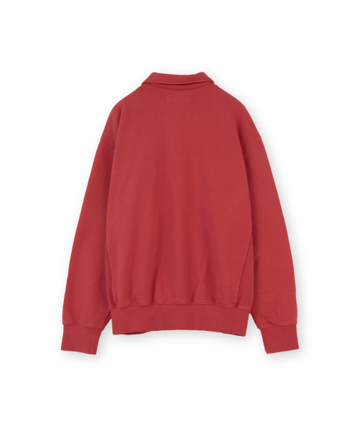 Washed Sweat Half Zip Up, Red