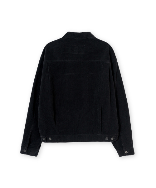Washed Corduroy Trucker Jacket, Black