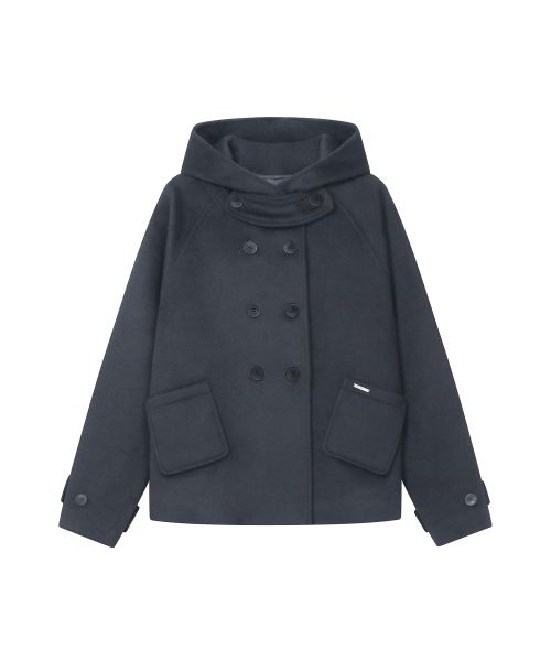 Hoodie double button coat CHARCOAL