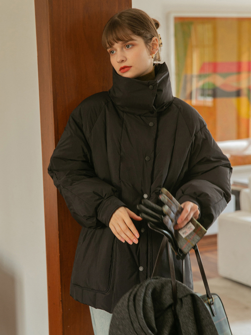 JADE stand collar down padding_BLACK