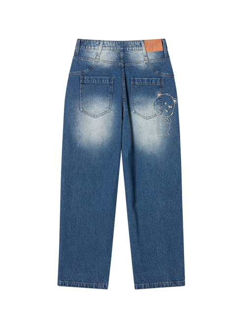 2-PIECE POCKET BELT DENIM PANTS BLACK WASHED