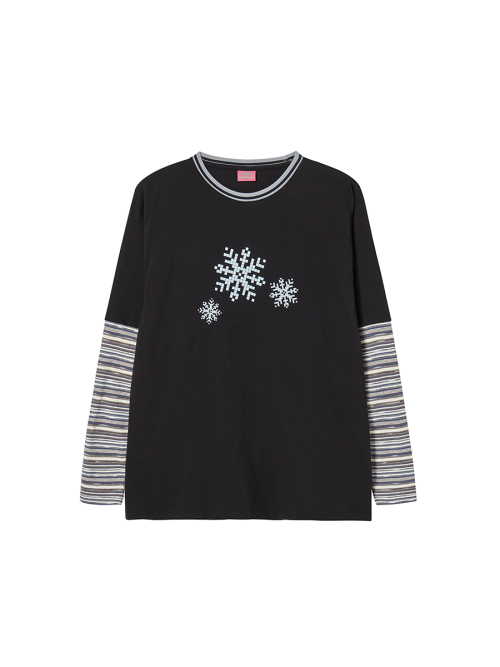 KNITTED LAYERED L/S BLACK