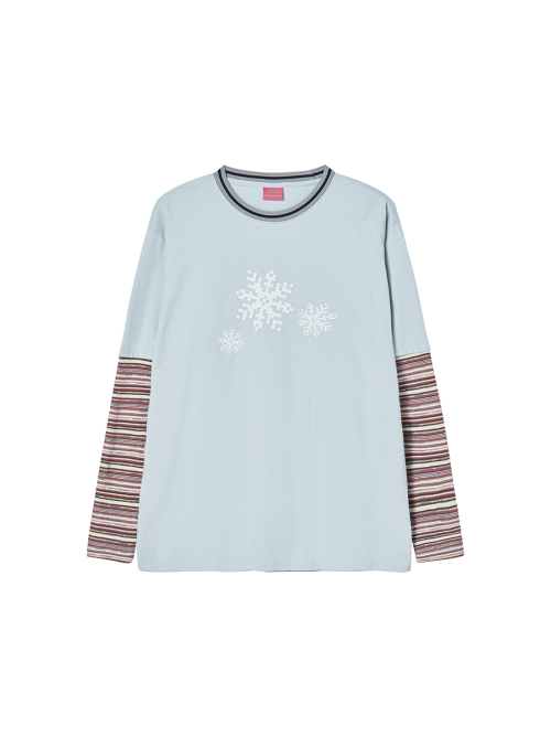 KNITTED LAYERED L/S LIGHT BLUE
