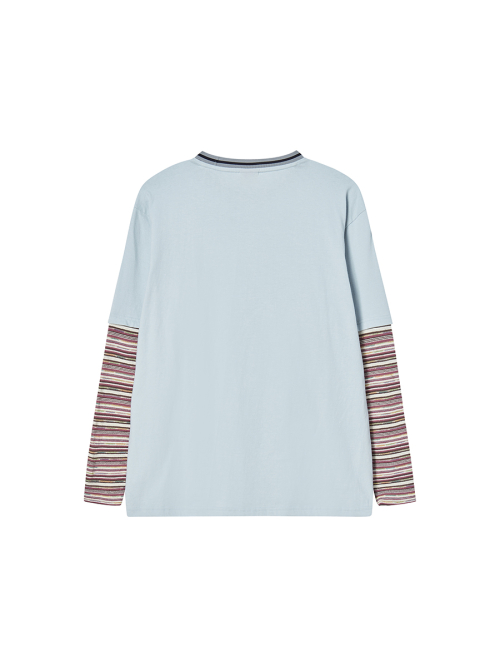 KNITTED LAYERED L/S LIGHT BLUE