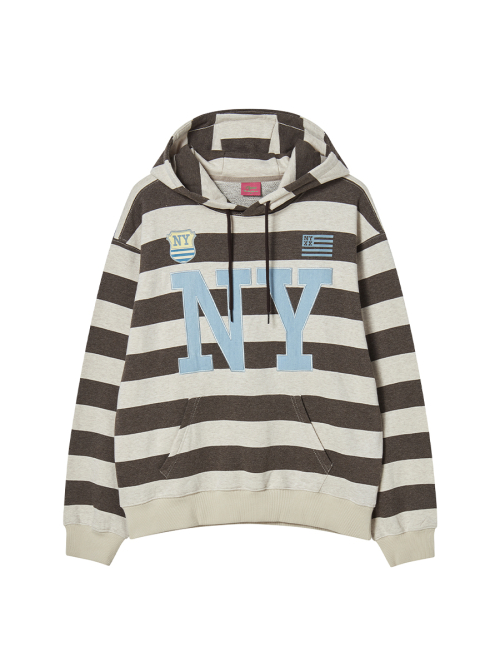 NY APLIQUE HOODIE BROWN