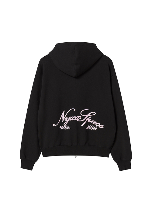 RHINESTONE DALGOMM HOOD ZIP-UP BLACK