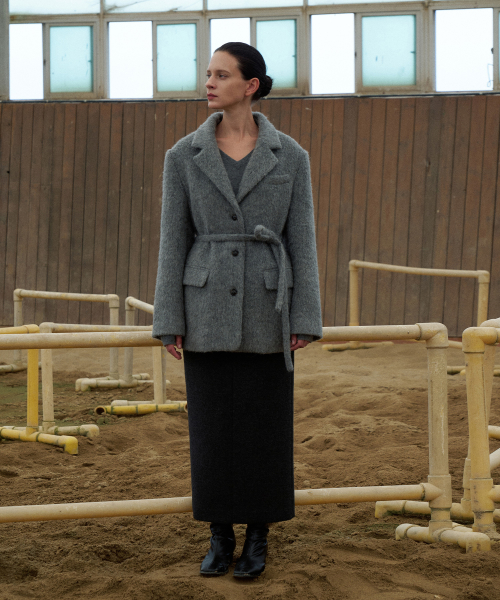 Alpaca Belted Jacket[LMBFWI25JK104]-Gray