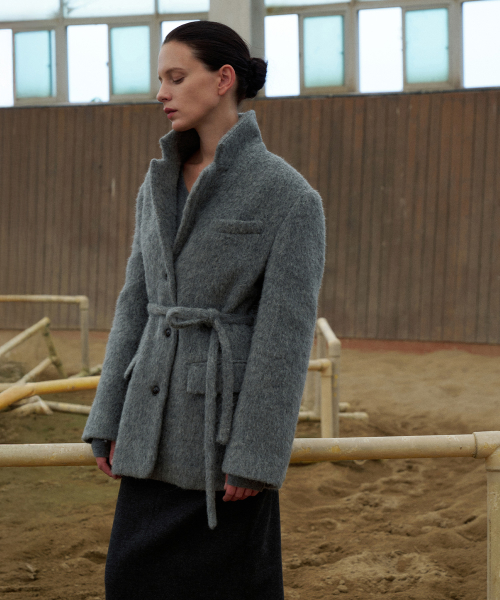 Alpaca Belted Jacket[LMBFWI25JK104]-Gray