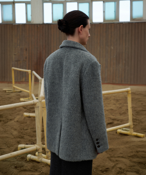 Alpaca Belted Jacket[LMBFWI25JK104]-Gray