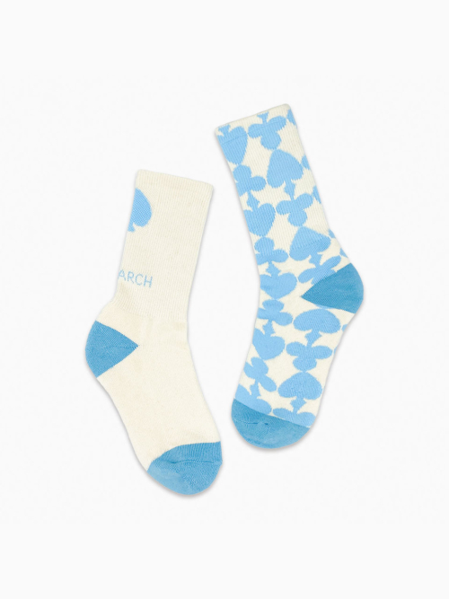 Tri / Triple Pattern Long Socks / Light Blue