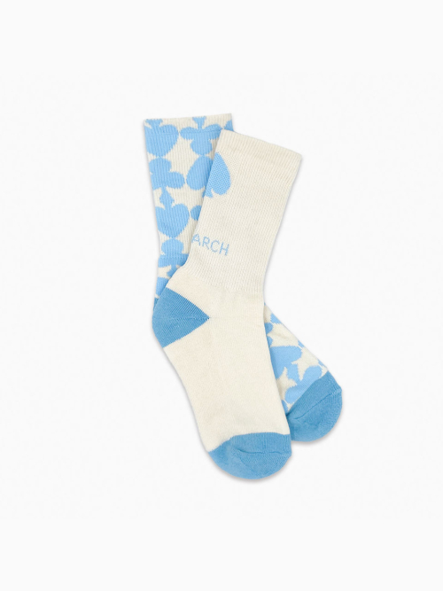 Tri / Triple Pattern Long Socks / Light Blue