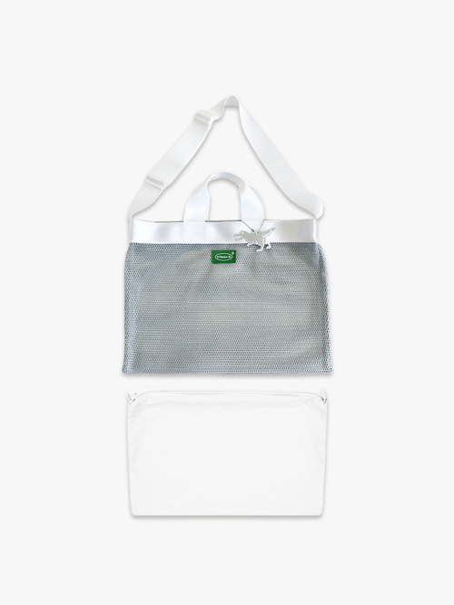 Tri / Mesh Layered cross bag / White