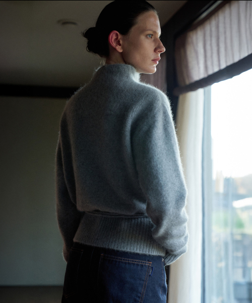 High Neck Button Raccoon Cardigan[LMBEWIKN298]-Gray
