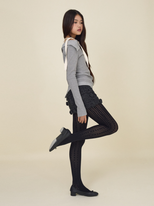 MONOGRAM PUNCH TIGHTS (BLACK)