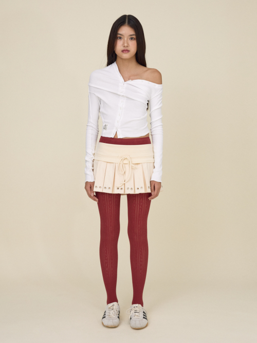 MONOGRAM PUNCH TIGHTS (RED)