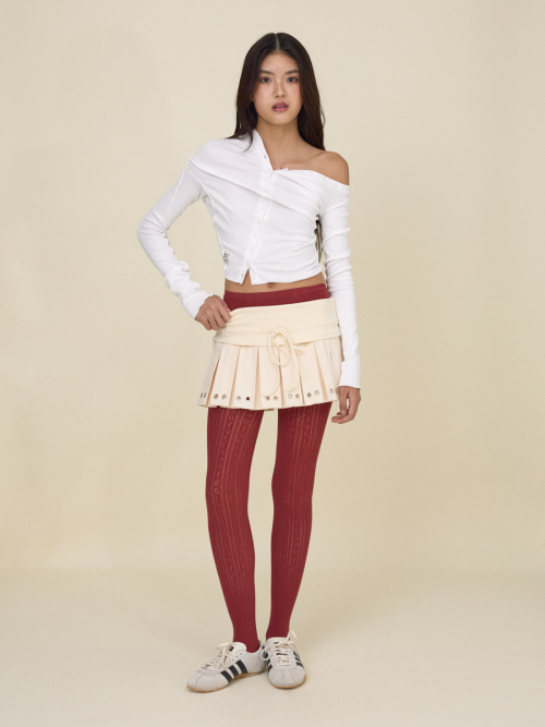 MONOGRAM PUNCH TIGHTS (RED)