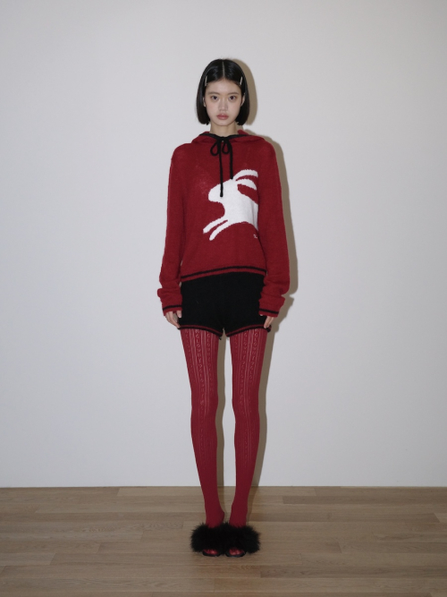 MONOGRAM PUNCH TIGHTS (RED)