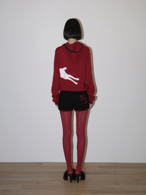 MONOGRAM PUNCH TIGHTS (RED)