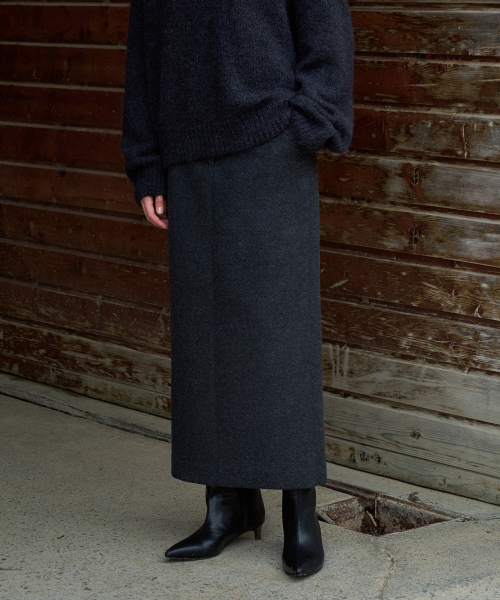 Wool Maxi H-line Skirt[LMBEWISK408]-2color