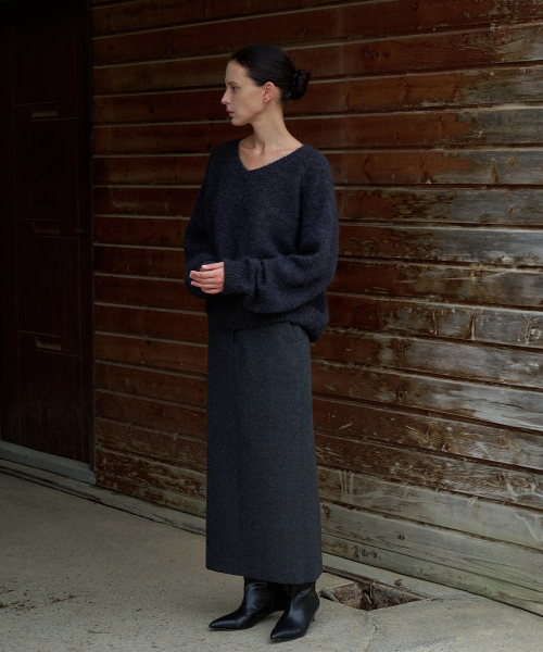 Wool Maxi H-line Skirt[LMBEWISK408]-2color
