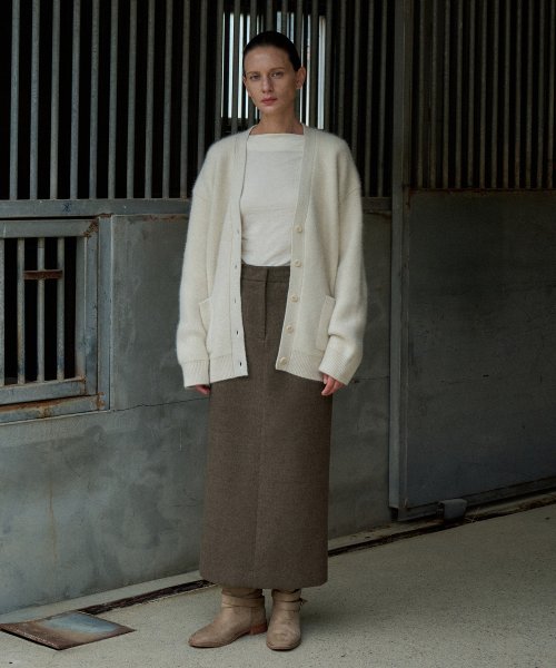 Wool Maxi H-line Skirt[LMBEWISK408]-2color