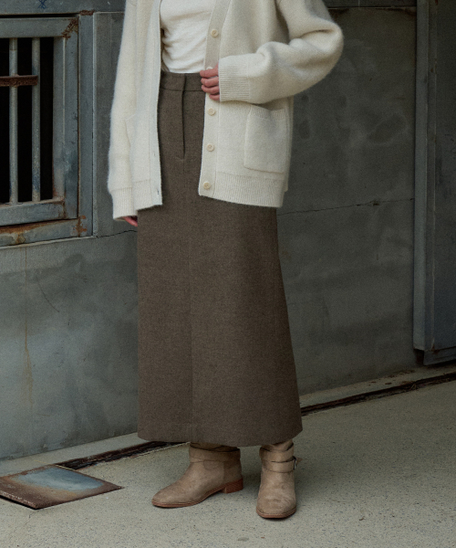 Wool Maxi H-line Skirt[LMBEWISK408]-2color