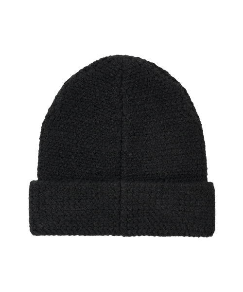 Folded Label Knit Beanie - BLACK