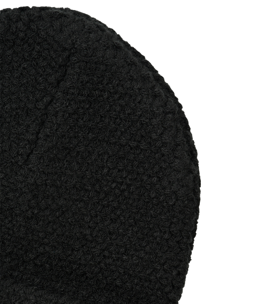 Folded Label Knit Beanie - BLACK