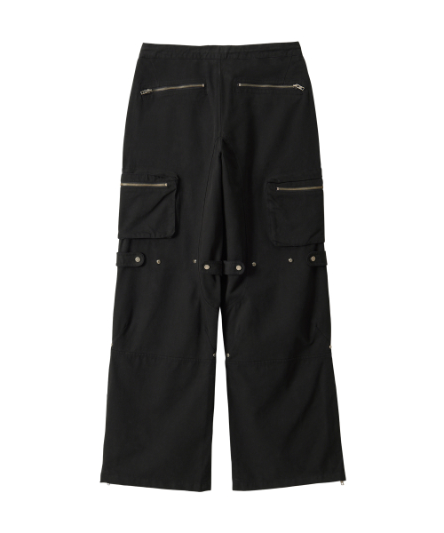 Lowrise Washed Curve Cargo Pants - BLACK