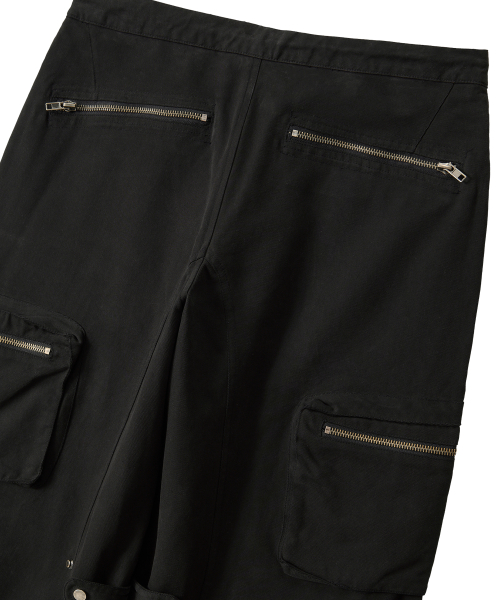 Lowrise Washed Curve Cargo Pants - BLACK