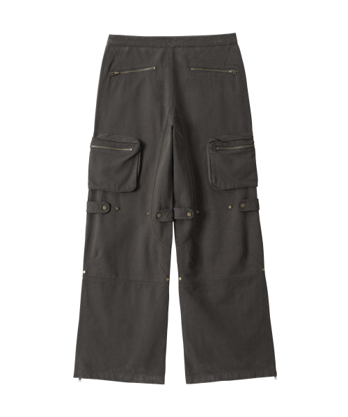 Lowrise Washed Curve Cargo Pants - KHAKI