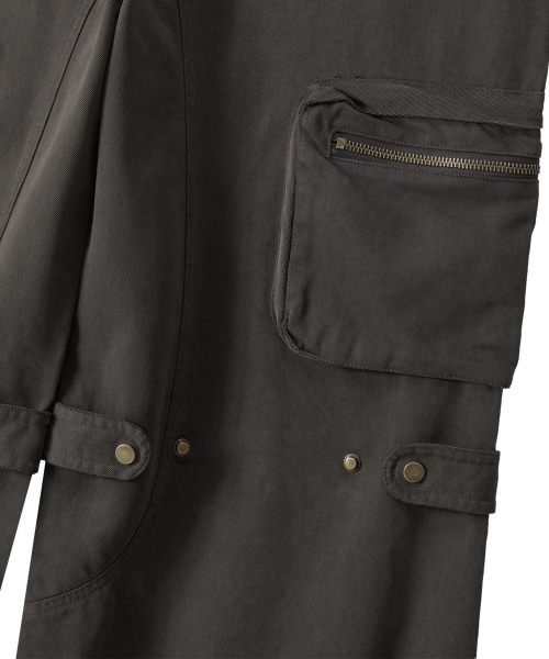 Lowrise Washed Curve Cargo Pants - KHAKI