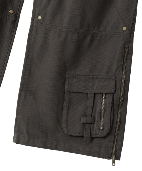 Lowrise Washed Curve Cargo Pants - KHAKI