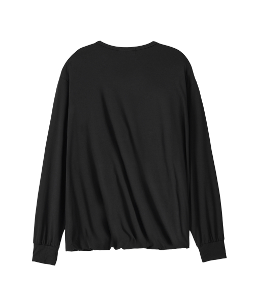 Overlay Drape Long Sleeve Tee - BLACK