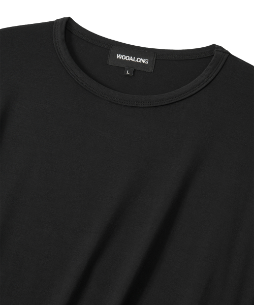 Overlay Drape Long Sleeve Tee - BLACK