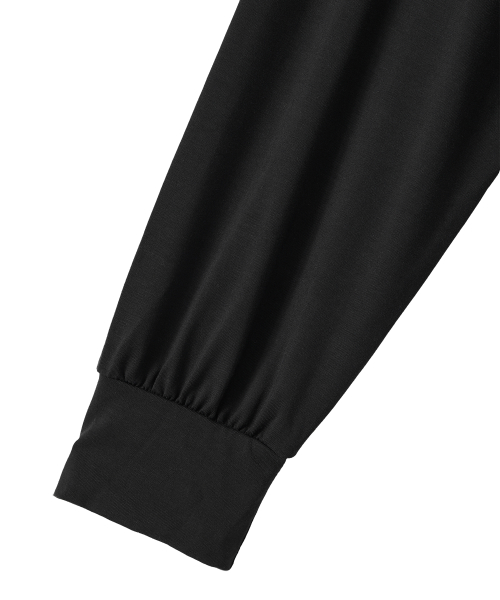 Overlay Drape Long Sleeve Tee - BLACK