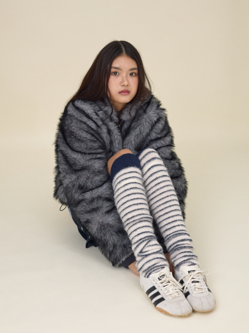 SUNDAE STRIPE KNIT WARMER (NAVY)