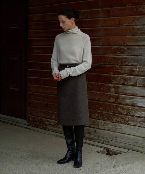 Wool Midi Skirt[LMBEWISK410]-2color