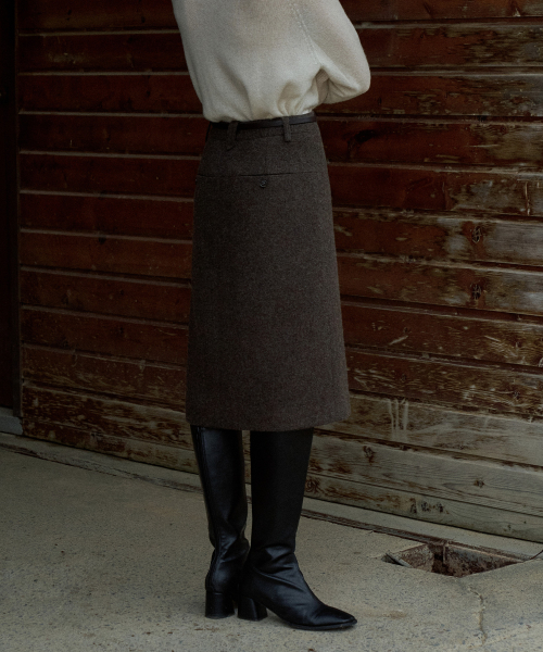 Wool Midi Skirt[LMBEWISK410]-2color