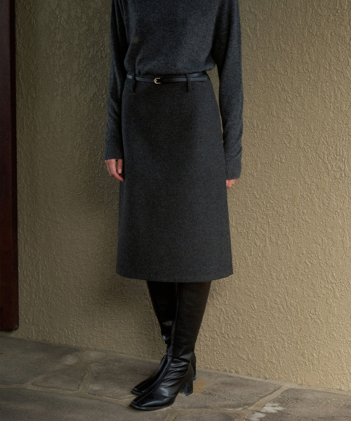 Wool Midi Skirt[LMBEWISK410]-2color