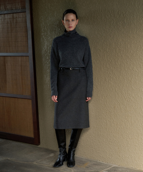 Wool Midi Skirt[LMBEWISK410]-2color